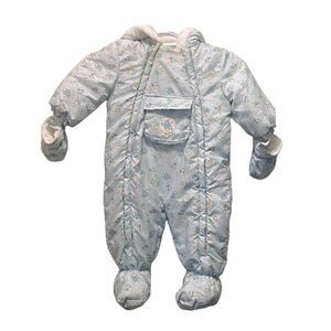 Genevieve Lapierre Collection 9 Month Baby Blue Cute Penguins Bears Toaster Suit